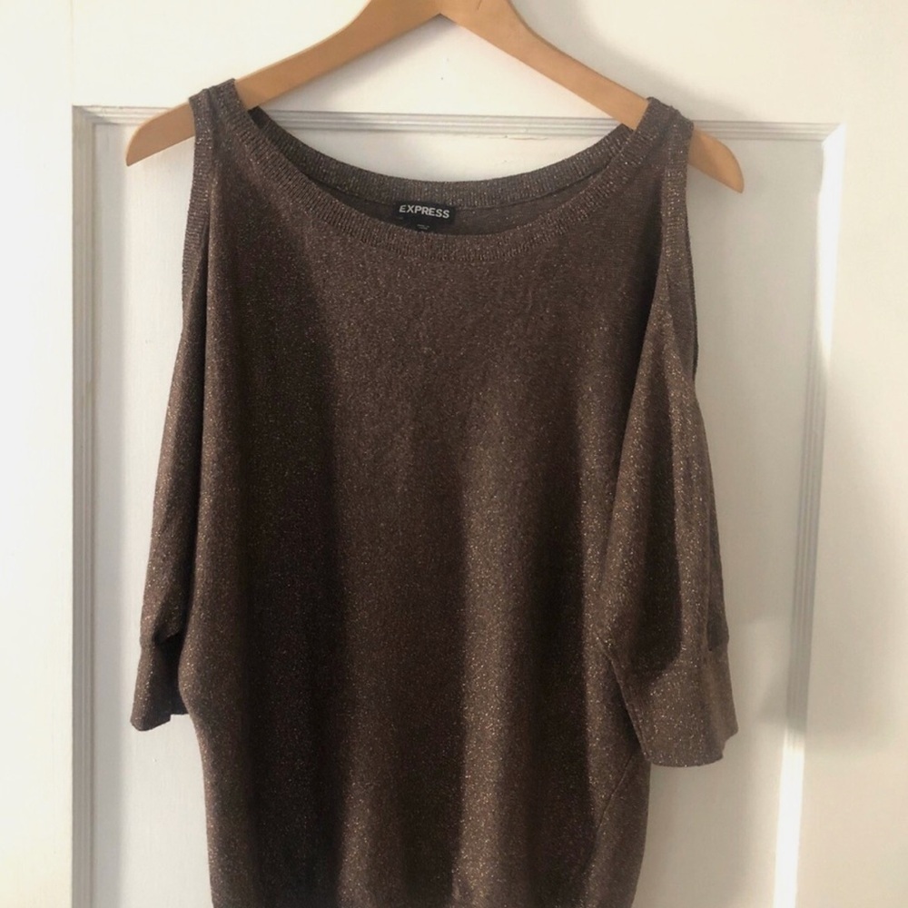 Express Bronze Cold Shoulder Top- Size med